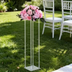 Clear Acrylic Round Cube Centerpiece Stand 10PCS for Decor