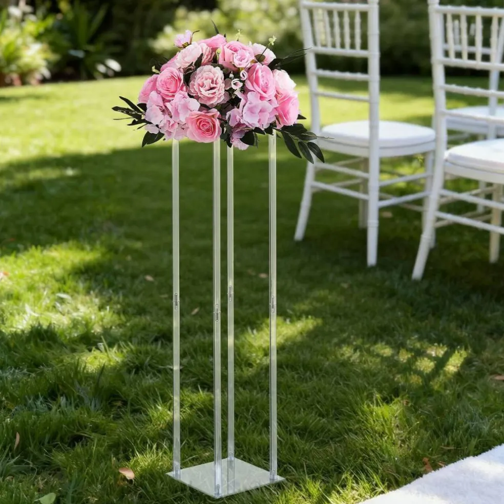 Clear Acrylic Round Cube Centerpiece Stand 10PCS for Decor