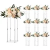 Clear Acrylic Round Cube Centerpiece Flower Stand, 10-Piece Event Decor