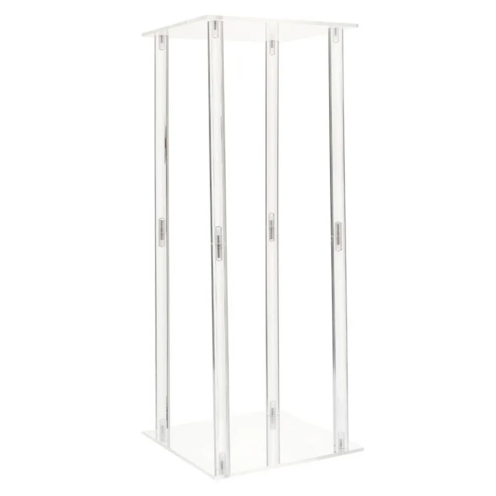 Clear Acrylic Round Cube Centerpiece Flower Stand, 10-Piece Event Decor