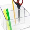 Clear Acrylic 2-Section Organizer, Remote Holder & Multi-Functional Makeup, Brush, Pen & Pencil Storage Solution, for The Home, Bathroom, Office, Child’s Desk (2-Section, Clear)
