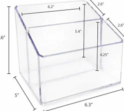 Clear Acrylic 2-Section Organizer, Remote Holder & Multi-Functional Makeup, Brush, Pen & Pencil Storage Solution, for The Home, Bathroom, Office, Child’s Desk (2-Section, Clear)