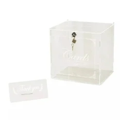 10" Clear Acrylic Wedding Gift Card Box Lock Key Thank You Sign Party Events