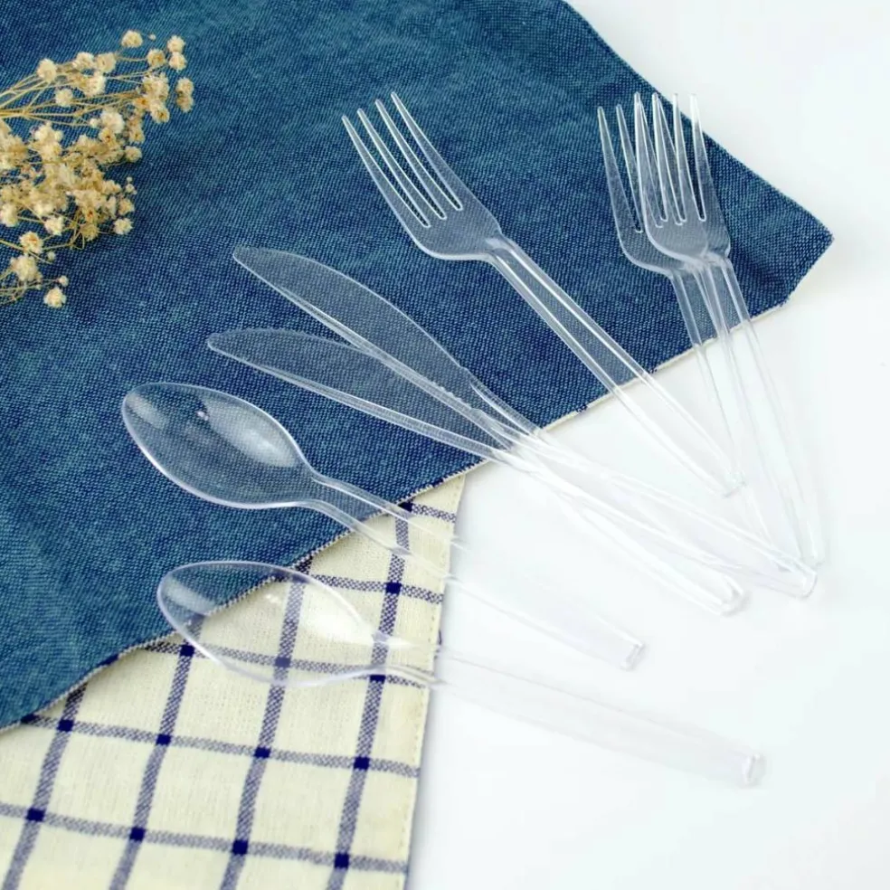 Clear Disposable Cutlery set - 360 Pieces: 180 Forks, 120 Spoons, 60 Knives