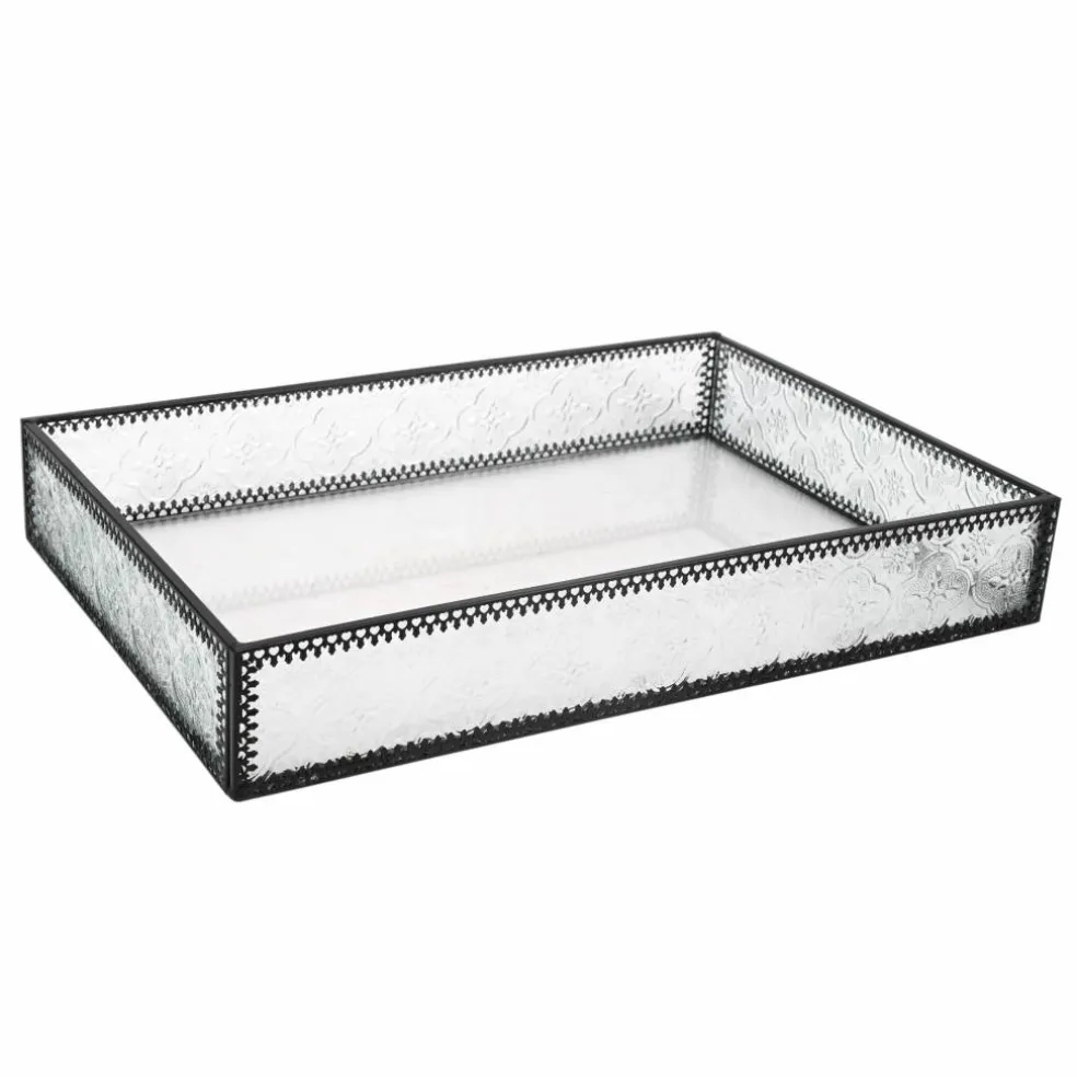 12" Clear Etched Rectangle Glass Tray by Ashland®