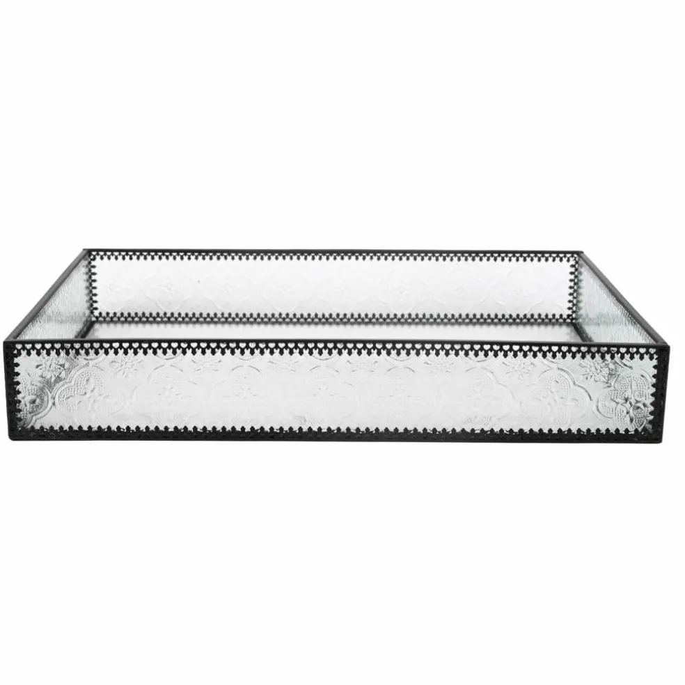 12" Clear Etched Rectangle Glass Tray by Ashland®