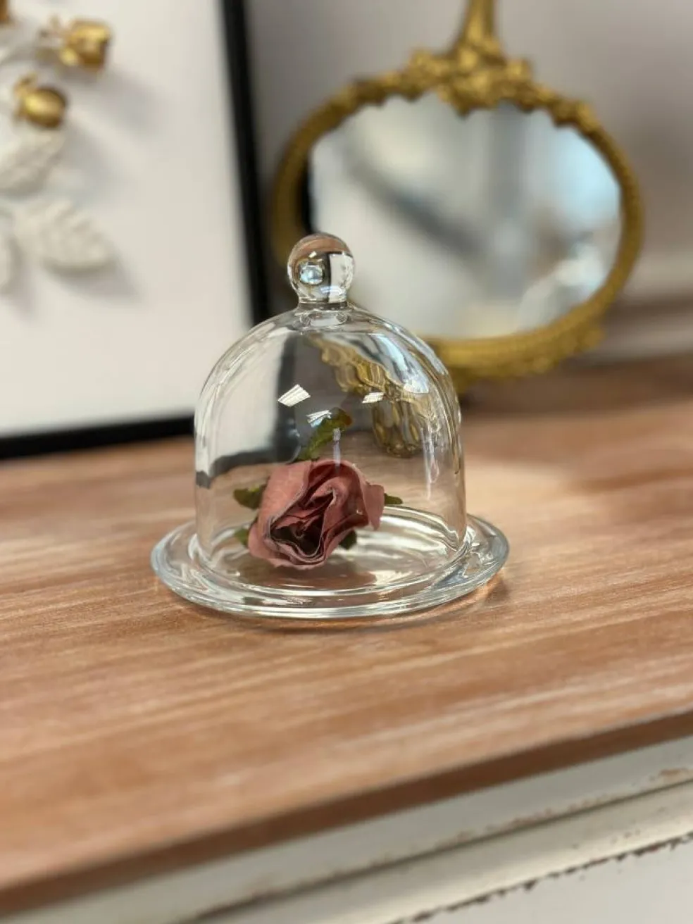 Clear Glass Cloche Dome Display Cover Cake Dessert Candle Tabletop Decor