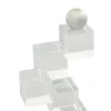 8.25" Clear Glass Stacked Squares Bookends with Silver Orbs, 2ct.