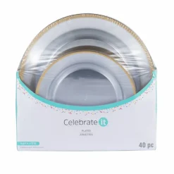 Clear & Gold 40 Piece Dinner & Lunch Plate Set by Celebrate Itâ„¢