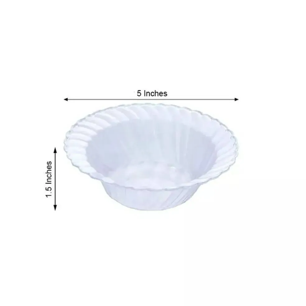 10 Clear 5 oz Flared Plastic Dessert Ice Cream Bowls Party Events Decorations