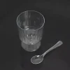 24 Clear 5 oz Ribbed Round Plastic Dessert Cups Spoons Set Party Events Supplies