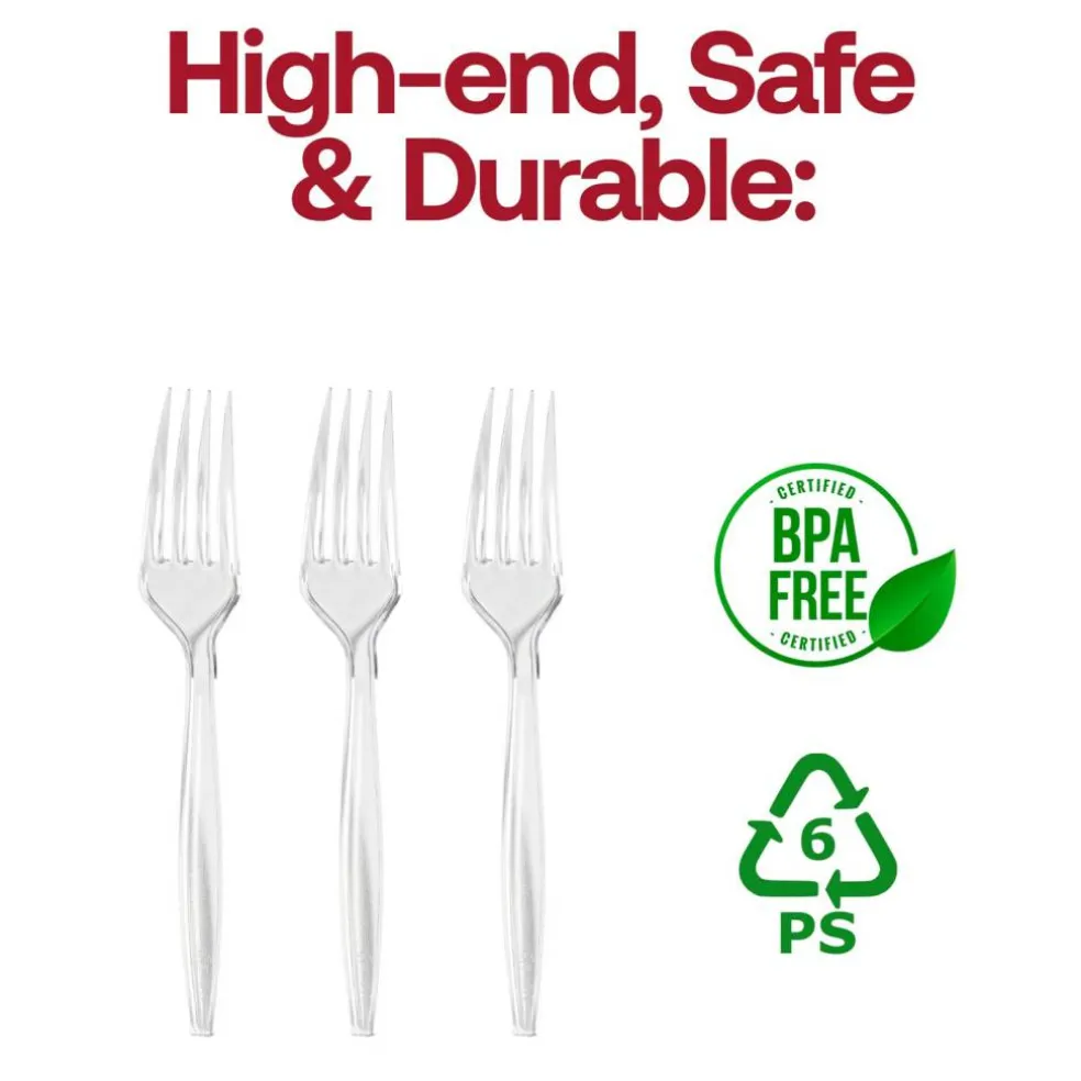 Clear Plastic Disposable Forks (1000 Forks)