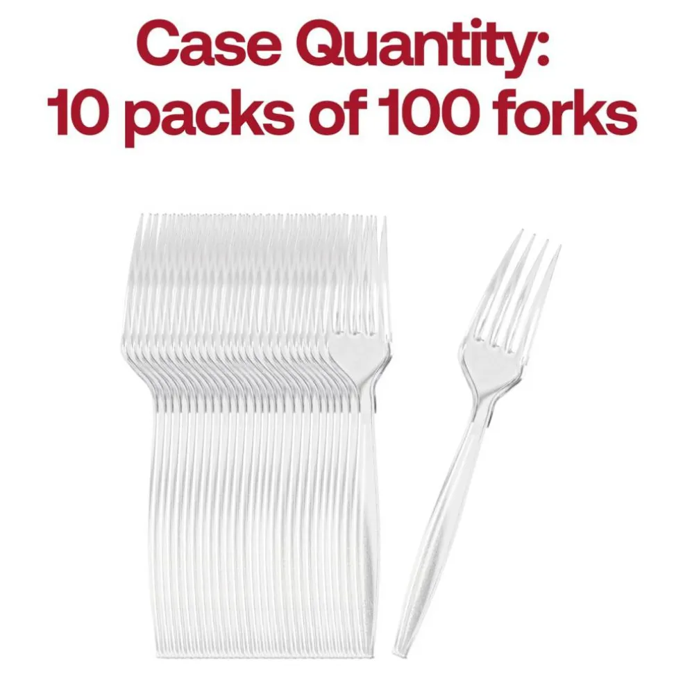 Clear Plastic Disposable Forks (1000 Forks)