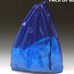 Clear Poly Bag with Single Drawstring & 3" Bottom Gusset 5 Pack