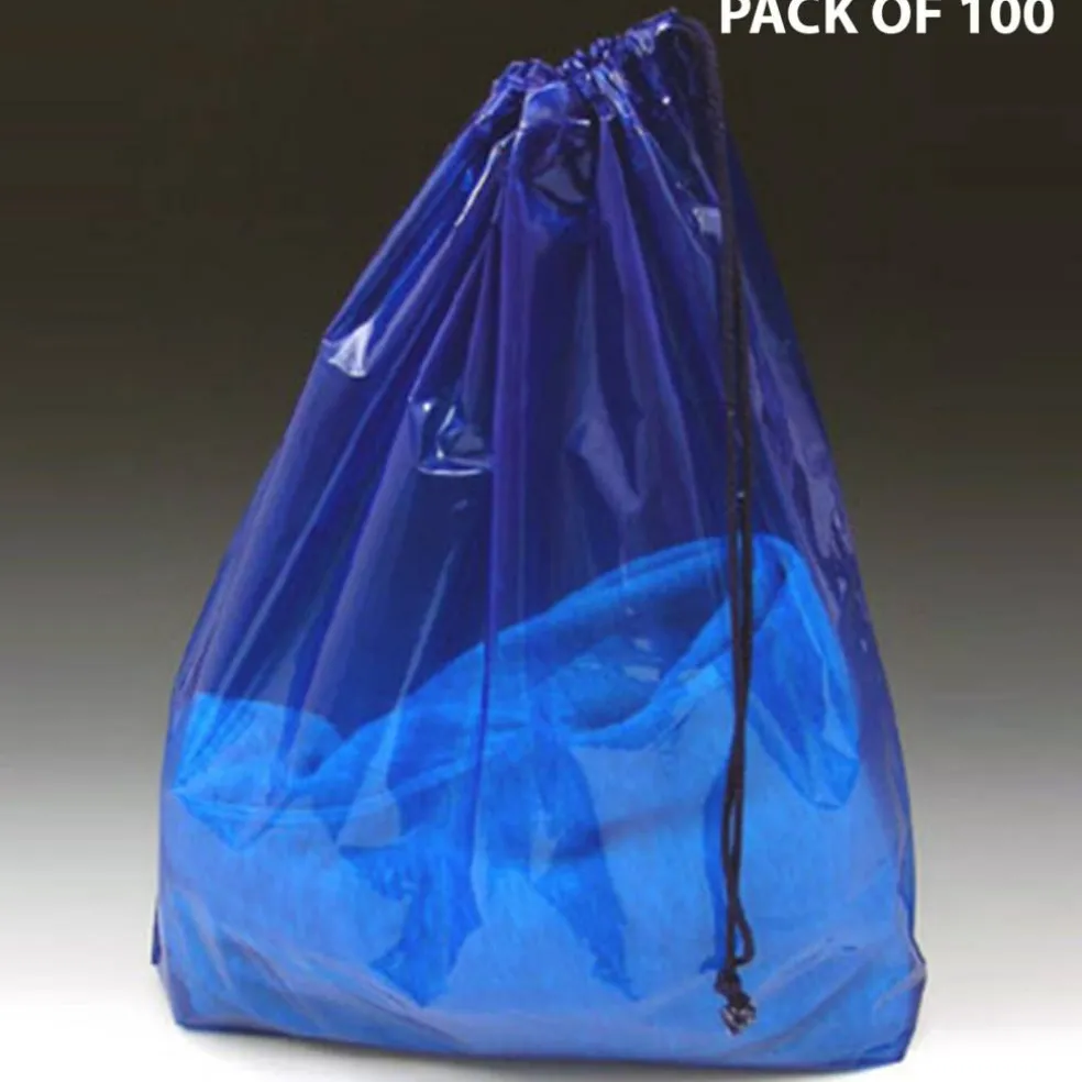 Clear Poly Bag with Single Drawstring & 3" Bottom Gusset 5 Pack