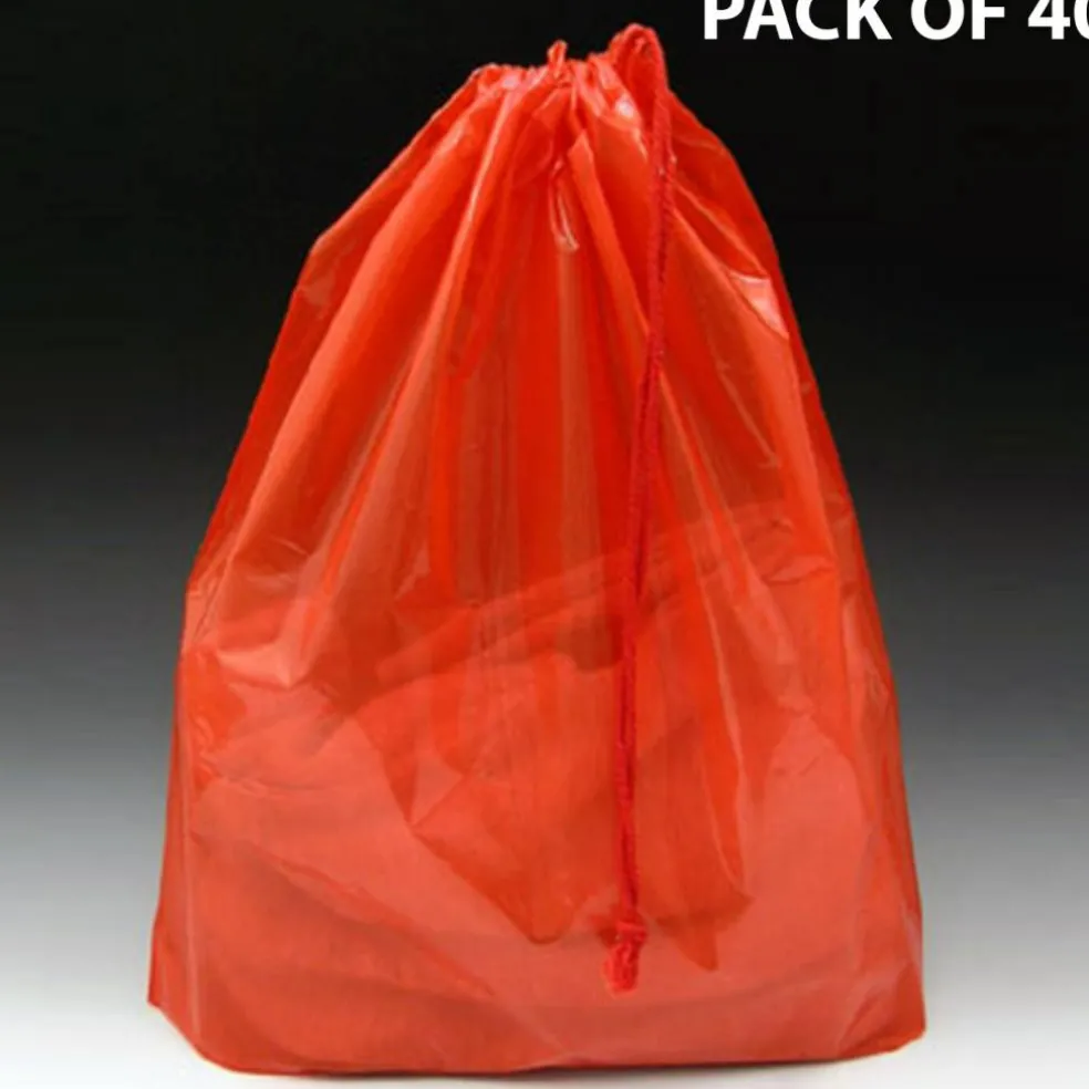 Clear Poly Bag with Single Drawstring & 3" Bottom Gusset 5 Pack