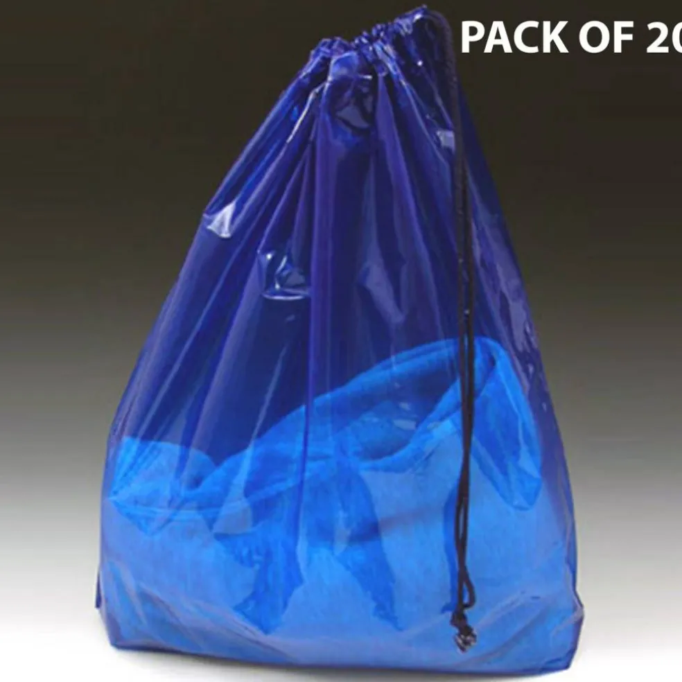 Clear Poly Bag with Single Drawstring & 3" Bottom Gusset 5 Pack