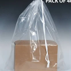 Clear Poly Bag with Single Drawstring & 3