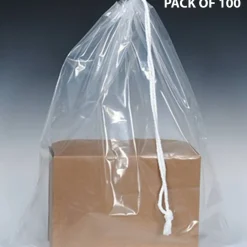 Clear Poly Bag with Single Drawstring & 3