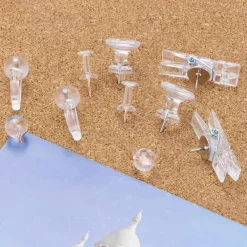 125 clear push pins set 5 styles steel point thumbtacks for cork and bulletin boards