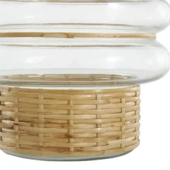 Clear Rattan Wrapped Glass Bubble Vase Set