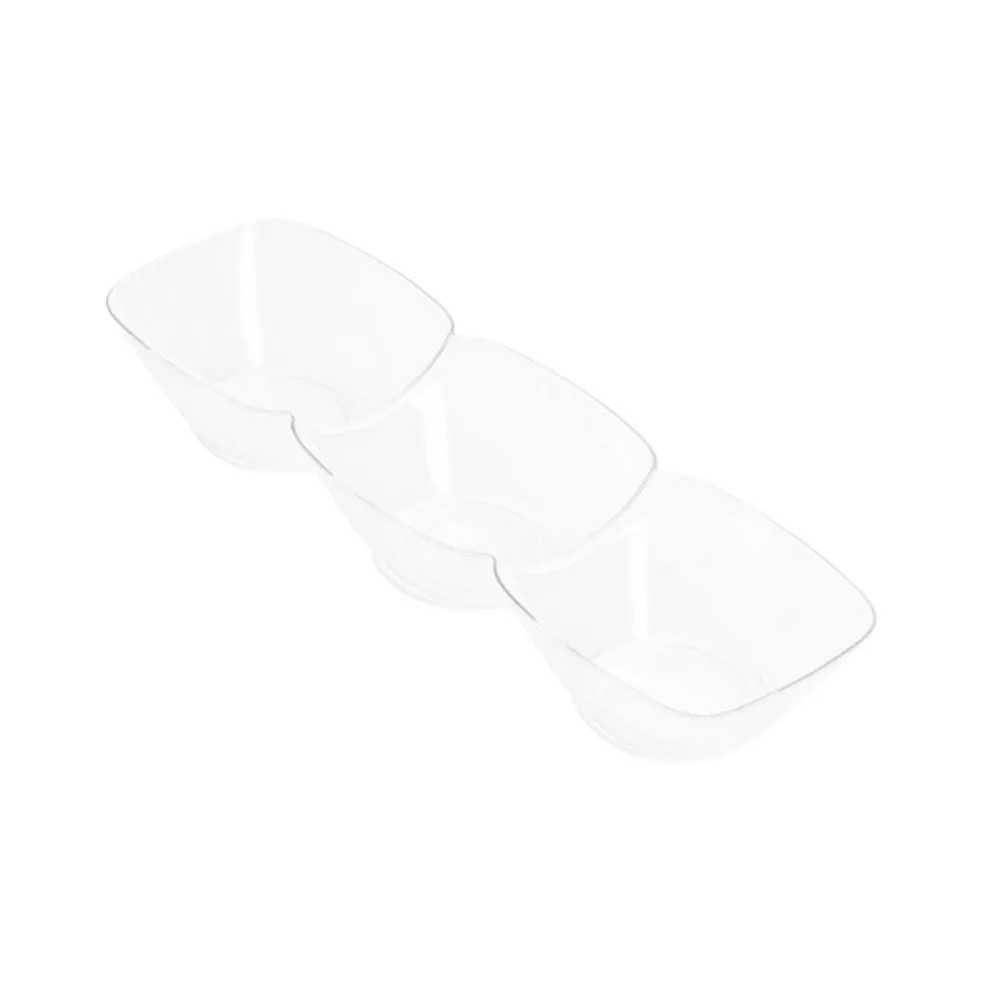 Clear Rectangular 3-Hole Mini Plastic Bowls (240 Bowls)