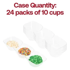 Clear Rectangular 3-Hole Mini Plastic Bowls (240 Bowls)
