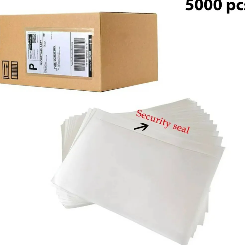 Clear Self-Adhesive Top Loading Packing List Shipping Label Envelopes Pouches 7.5" x 5.5"