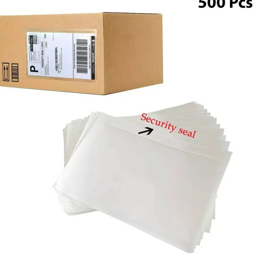 Clear Self-Adhesive Top Loading Packing List Shipping Label Envelopes Pouches 7.5" x 5.5"