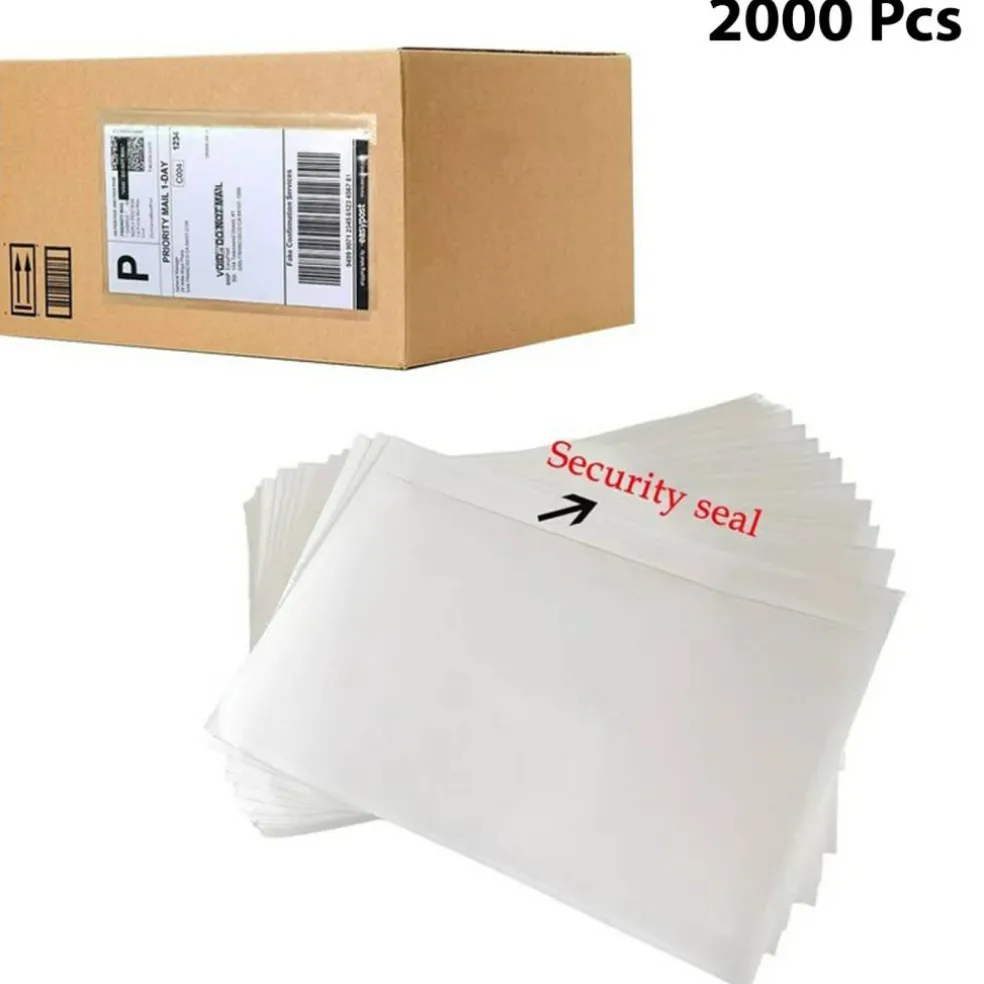 Clear Self-Adhesive Top Loading Packing List Shipping Label Envelopes Pouches 7.5" x 5.5"