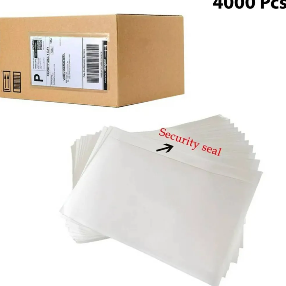 Clear Self-Adhesive Top Loading Packing List Shipping Label Envelopes Pouches 7.5" x 5.5"