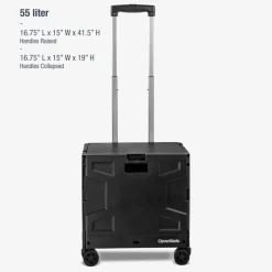 CleverMade® 55L Black Wheeled Trolley Crate