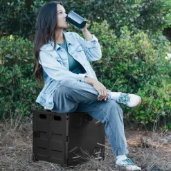 CleverMade® 55L Black Wheeled Trolley Crate