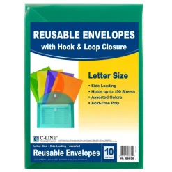 C-Line® Assorted Colors XL Reusable Envelopes, Pack of 10