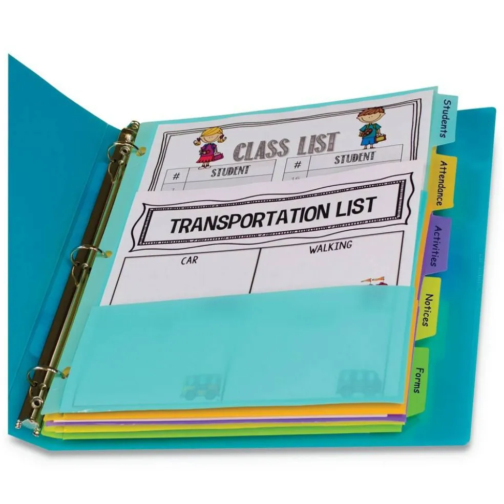 C-Line 11.5 in. x 10 in. 5-Tab Index Dividers with Multi-Pockets - Assorted (1-Set)