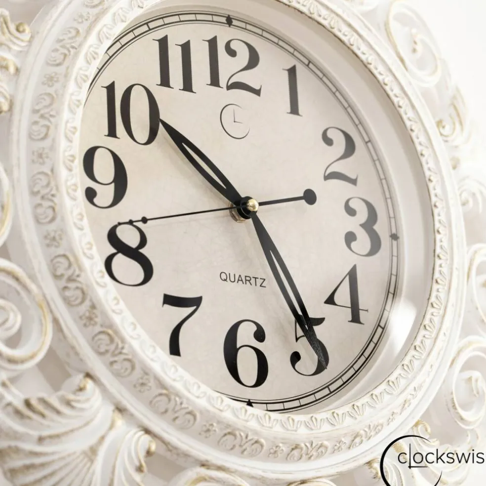 Clockswise Classic Round Decorative Hanging Wall Clock with Scroll Frame for Home Entryway Living Room Bedroom Kitchen Office Hotels & Restaurants