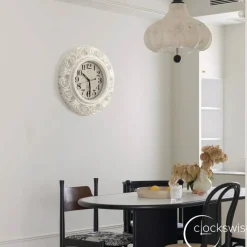 Clockswise Classic Round Decorative Hanging Wall Clock with Scroll Frame for Home Entryway Living Room Bedroom Kitchen Office Hotels & Restaurants