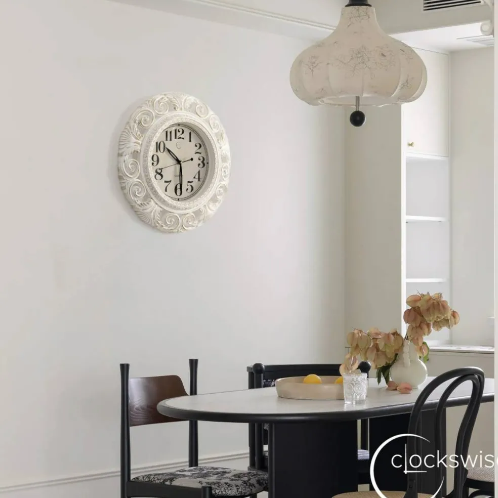 Clockswise Classic Round Decorative Hanging Wall Clock with Scroll Frame for Home Entryway Living Room Bedroom Kitchen Office Hotels & Restaurants