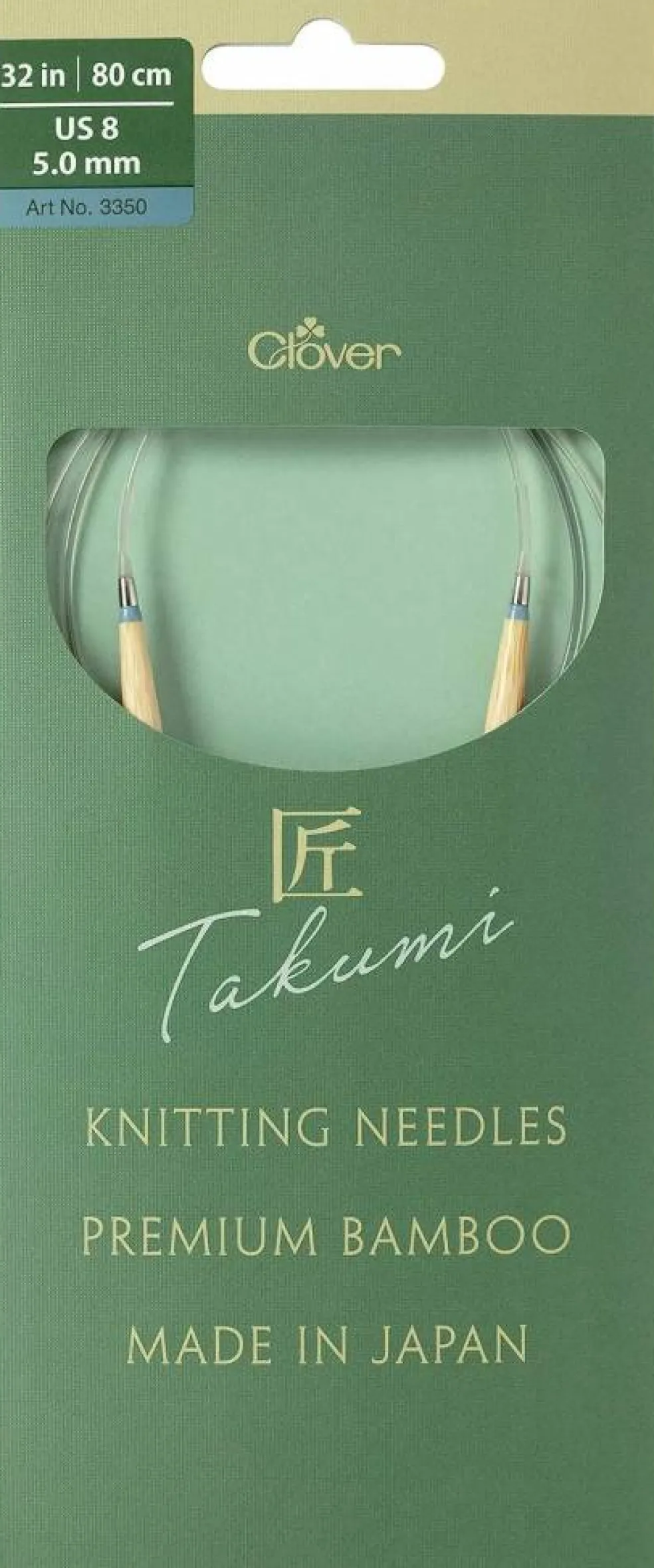 Clover Takumi Pro Bamboo Circular Knitting Needles 32"- US 0-15