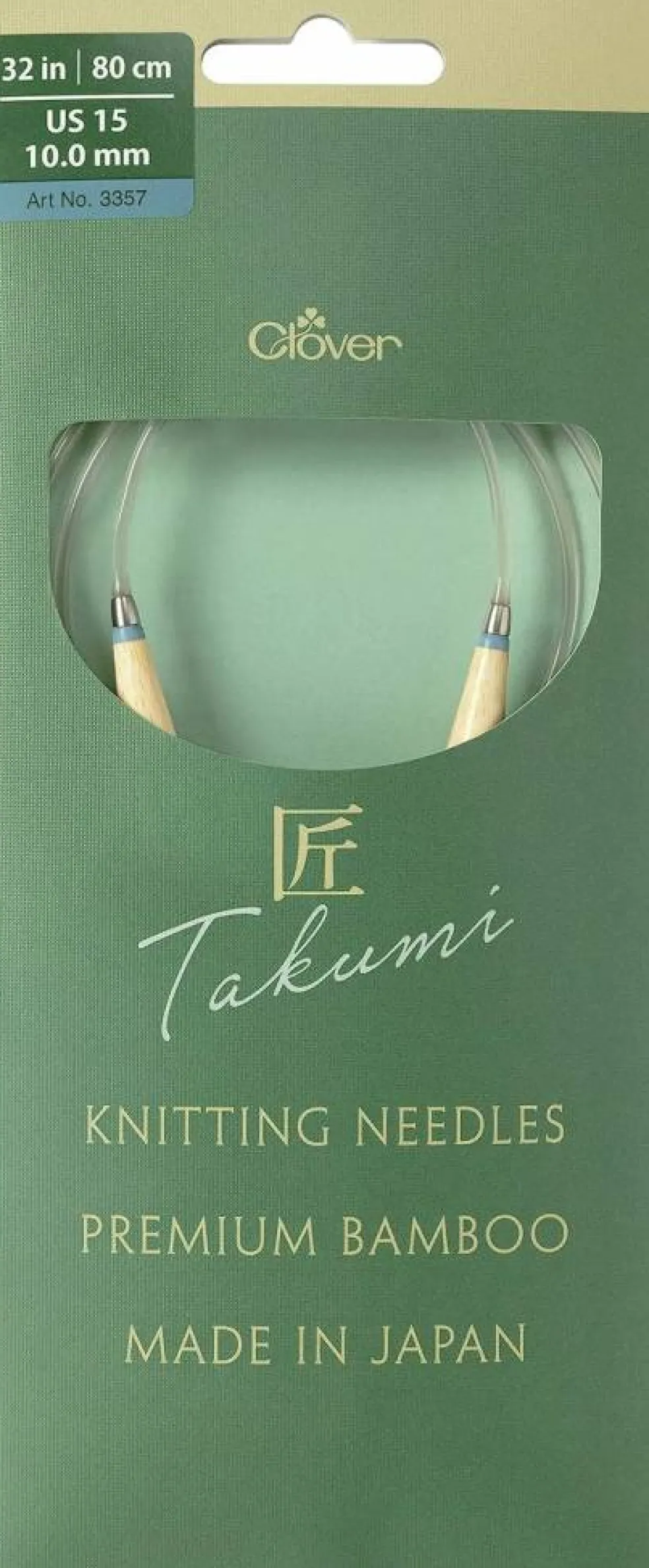 Clover Takumi Pro Bamboo Circular Knitting Needles 32"- US 0-15