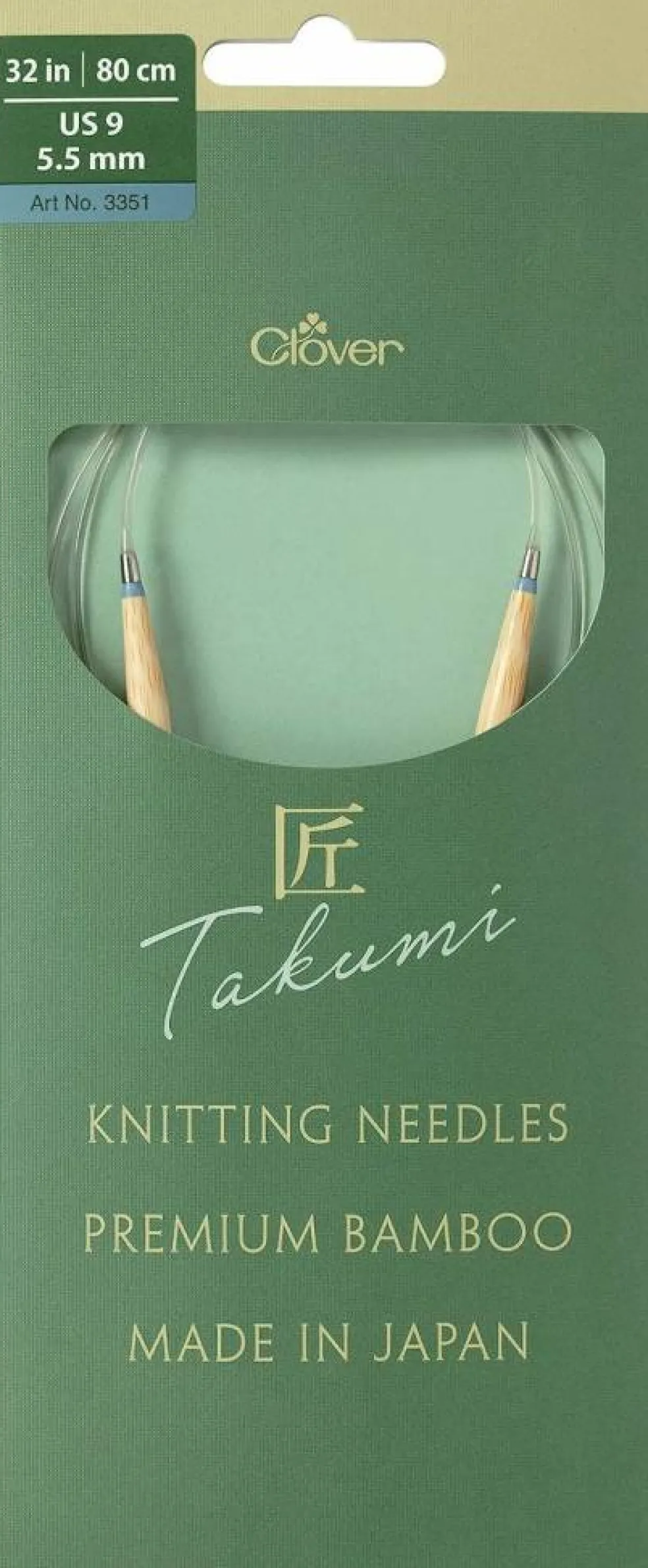 Clover Takumi Pro Bamboo Circular Knitting Needles 32"- US 0-15