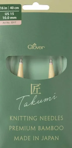 Clover Takumi Pro Bamboo Circular Knitting Needles 16"- US 0-15