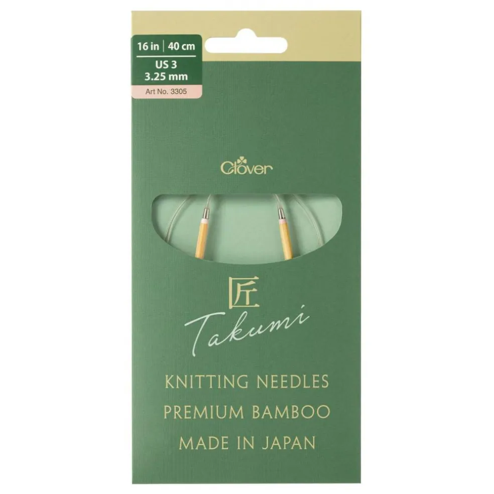 Clover Takumi Pro Bamboo Circular Knitting Needles 16"- US 0-15