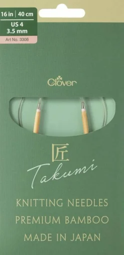 Clover Takumi Pro Bamboo Circular Knitting Needles 16