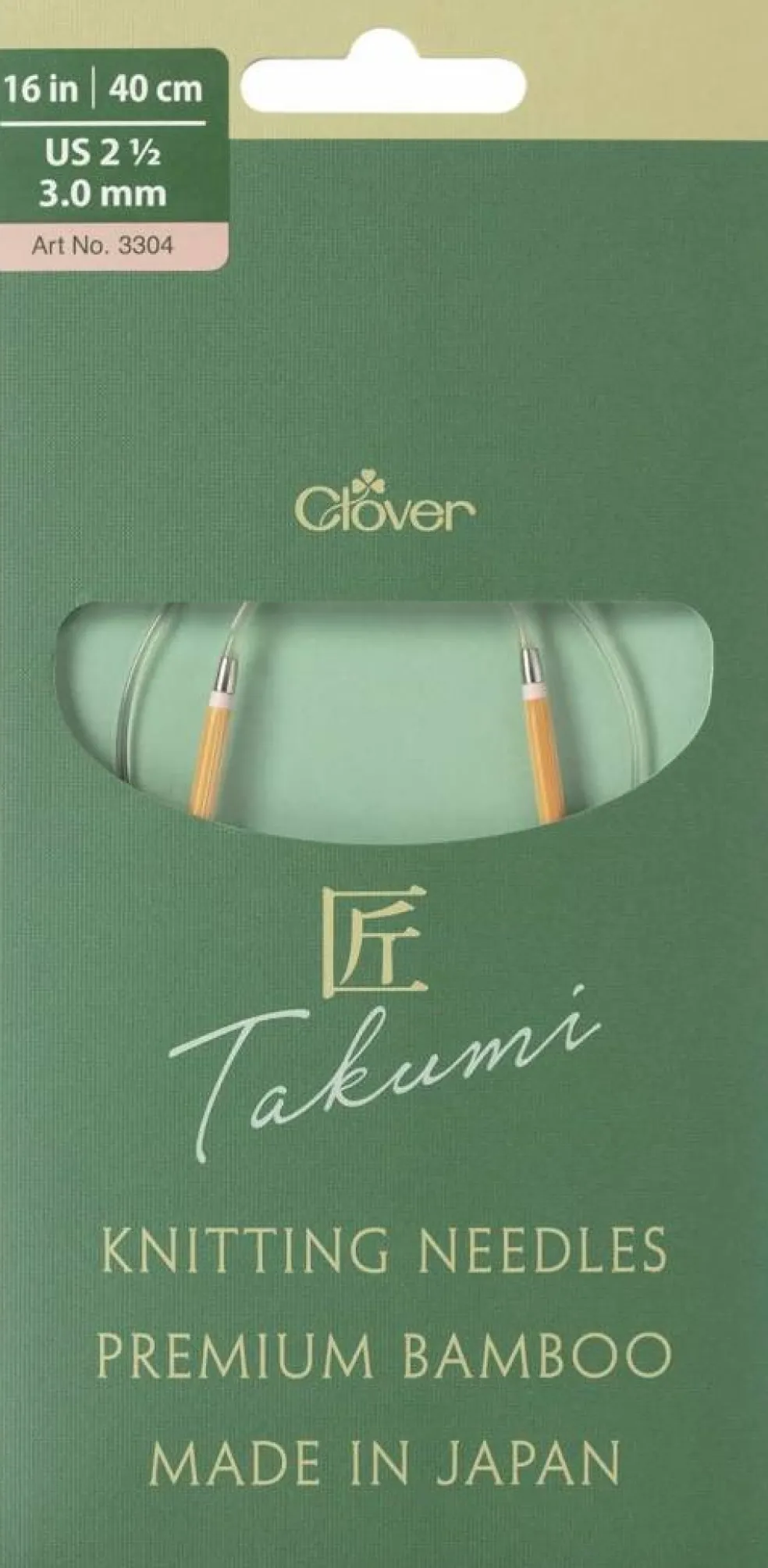 Clover Takumi Pro Bamboo Circular Knitting Needles 16"- US 0-15