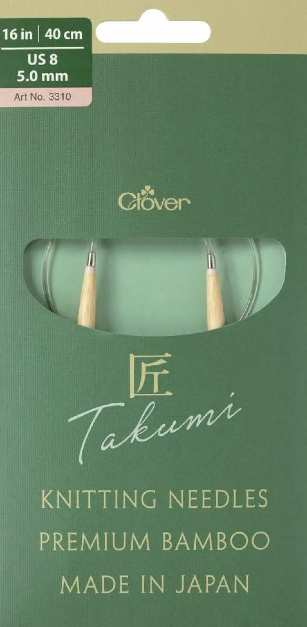 Clover Takumi Pro Bamboo Circular Knitting Needles 16"- US 0-15