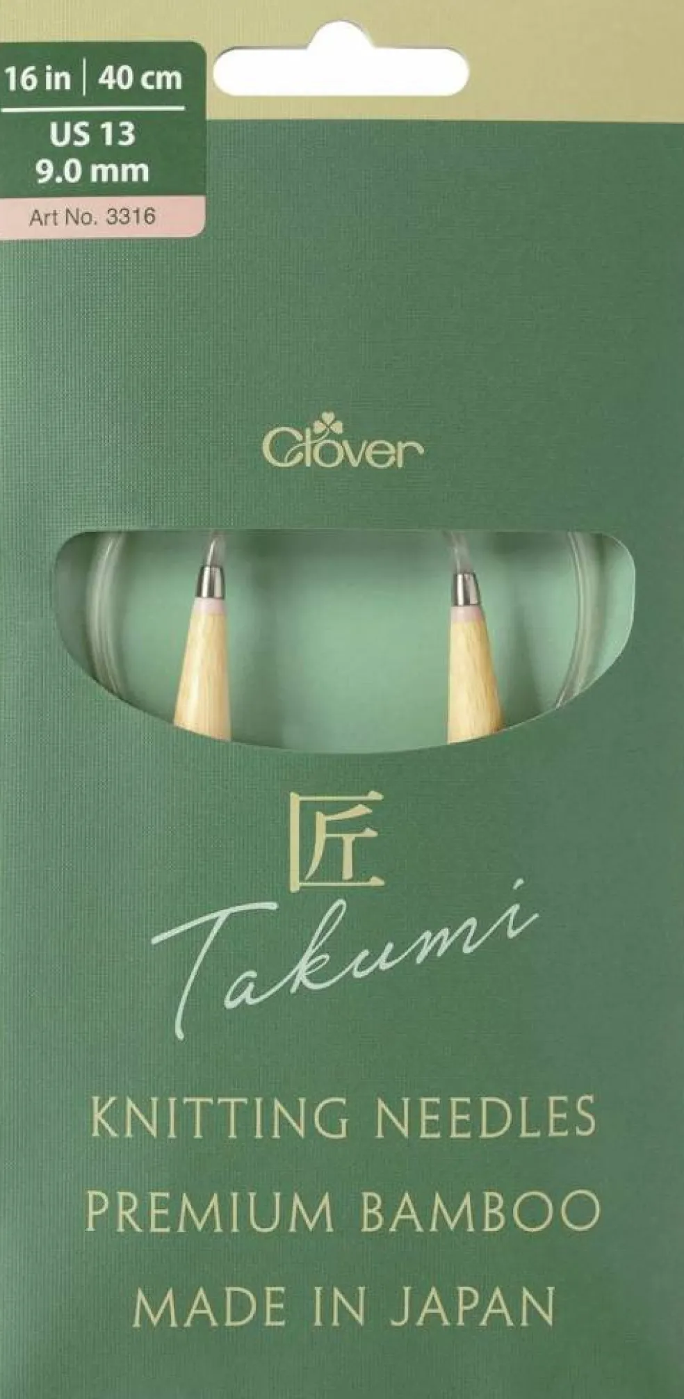Clover Takumi Pro Bamboo Circular Knitting Needles 16"- US 0-15
