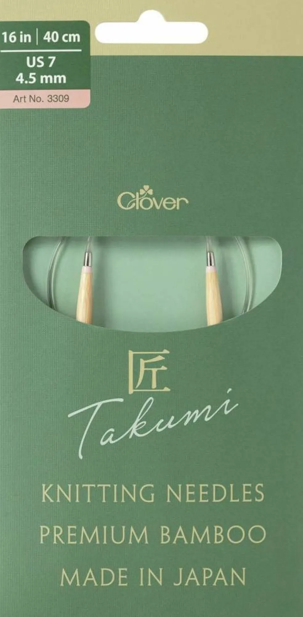 Clover Takumi Pro Bamboo Circular Knitting Needles 16"- US 0-15