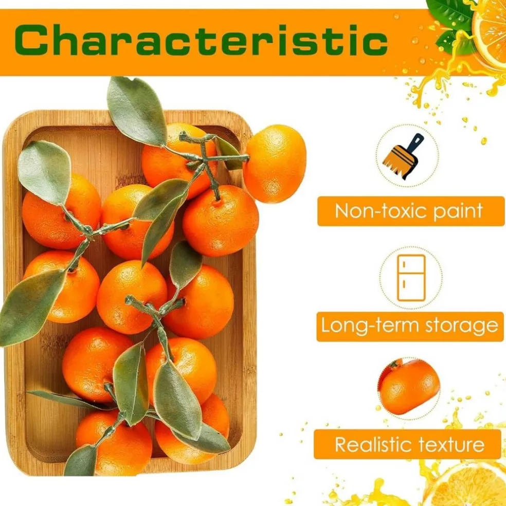 7-Cluster Artificial Mini Oranges – Realistic Faux Tangerines for Kitchen, Dining Table, Fruit Bowls, Party, and Home Décor