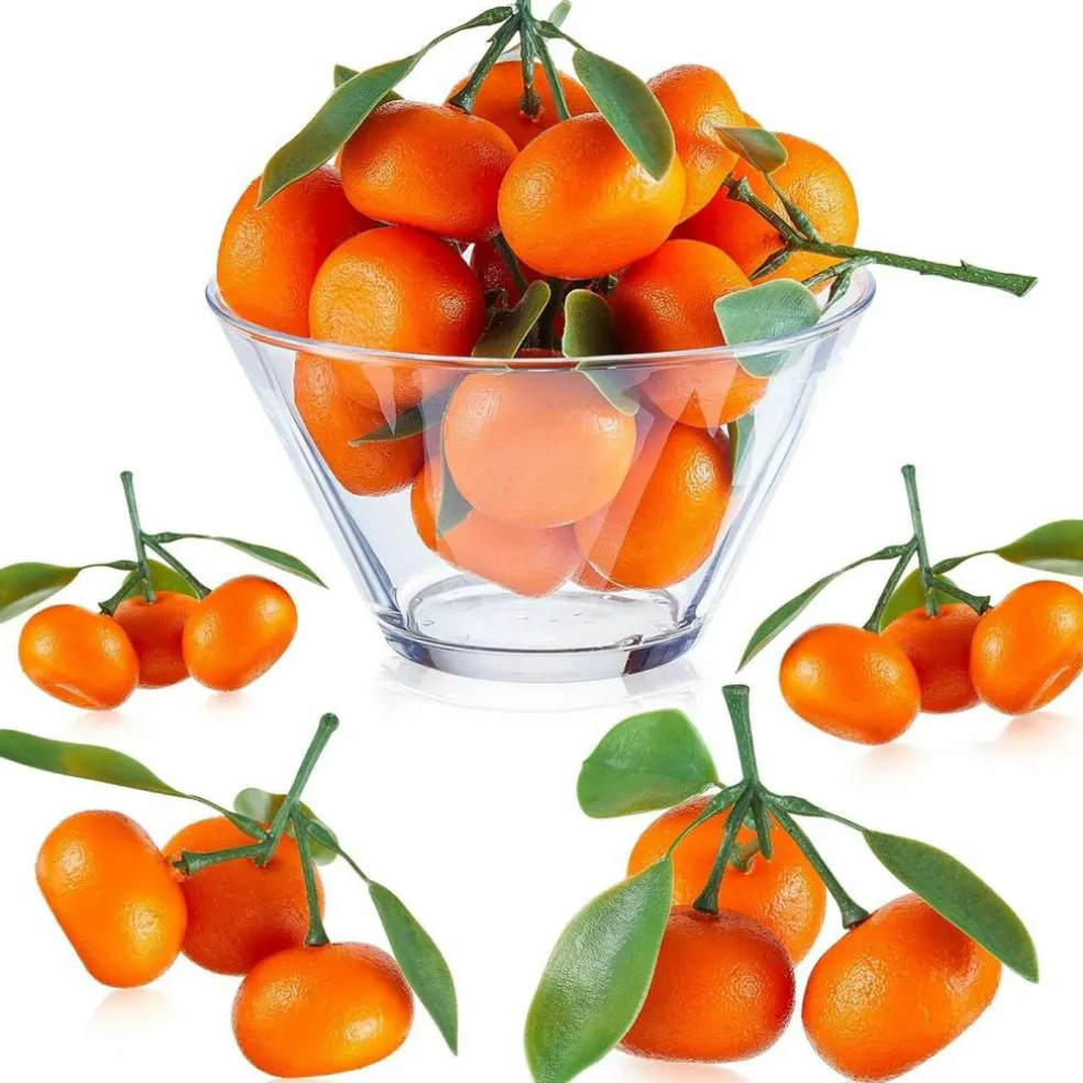 7-Cluster Artificial Mini Oranges – Realistic Faux Tangerines for Kitchen, Dining Table, Fruit Bowls, Party, and Home Décor